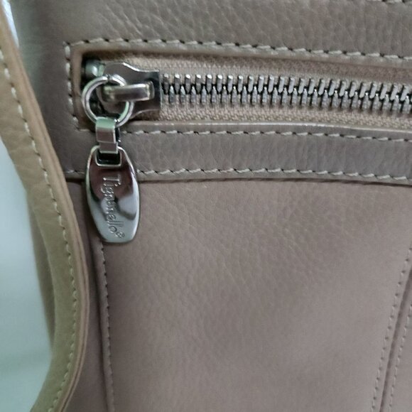 Tignanello Beige Pebbled Leather Neutral Crossbody Bag - Picture 3 of 7